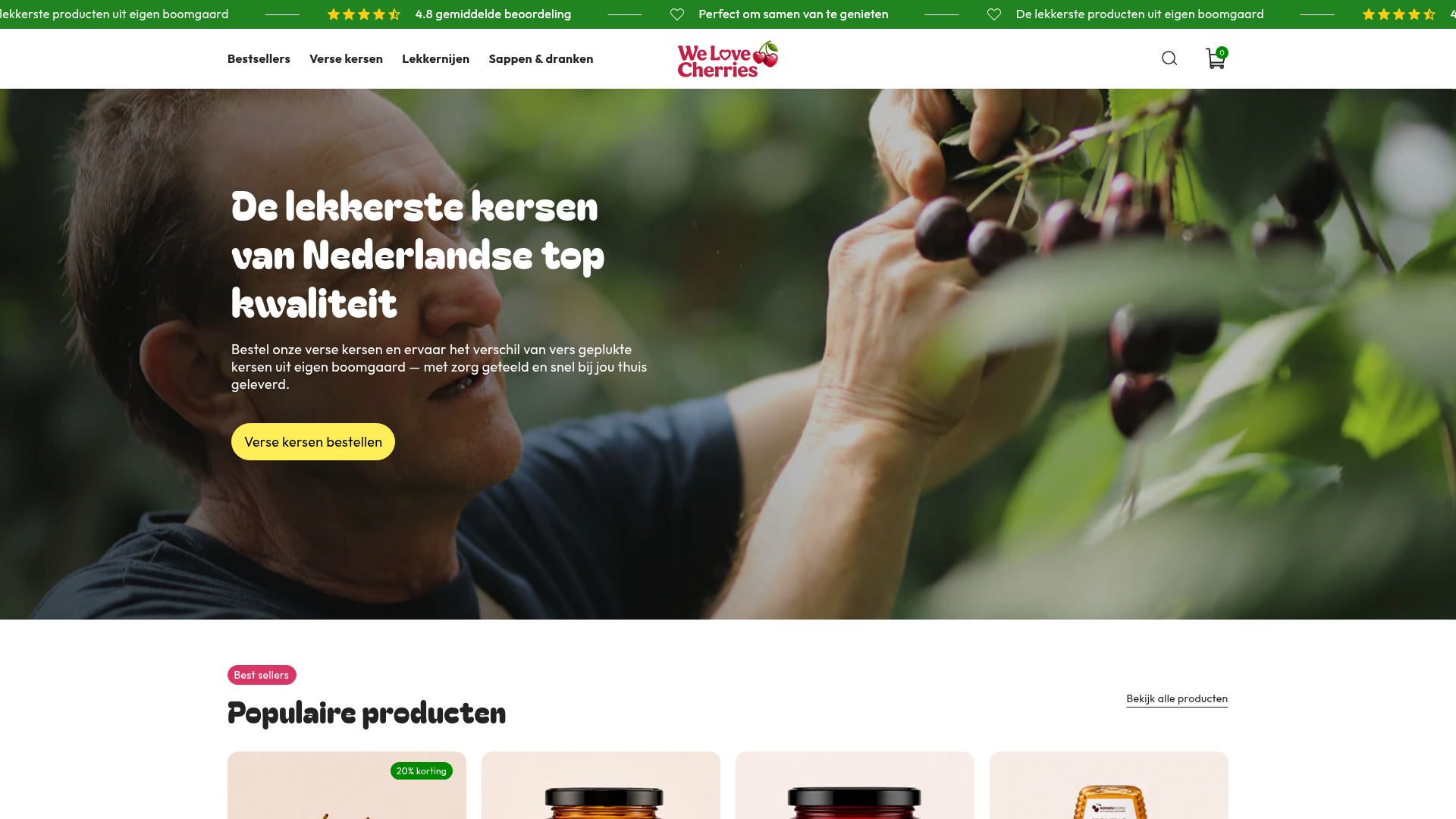 Website van We Love Cherries